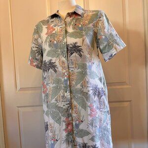C & C California Tropical Travel 100% Linen Shirt Dress – Size Small